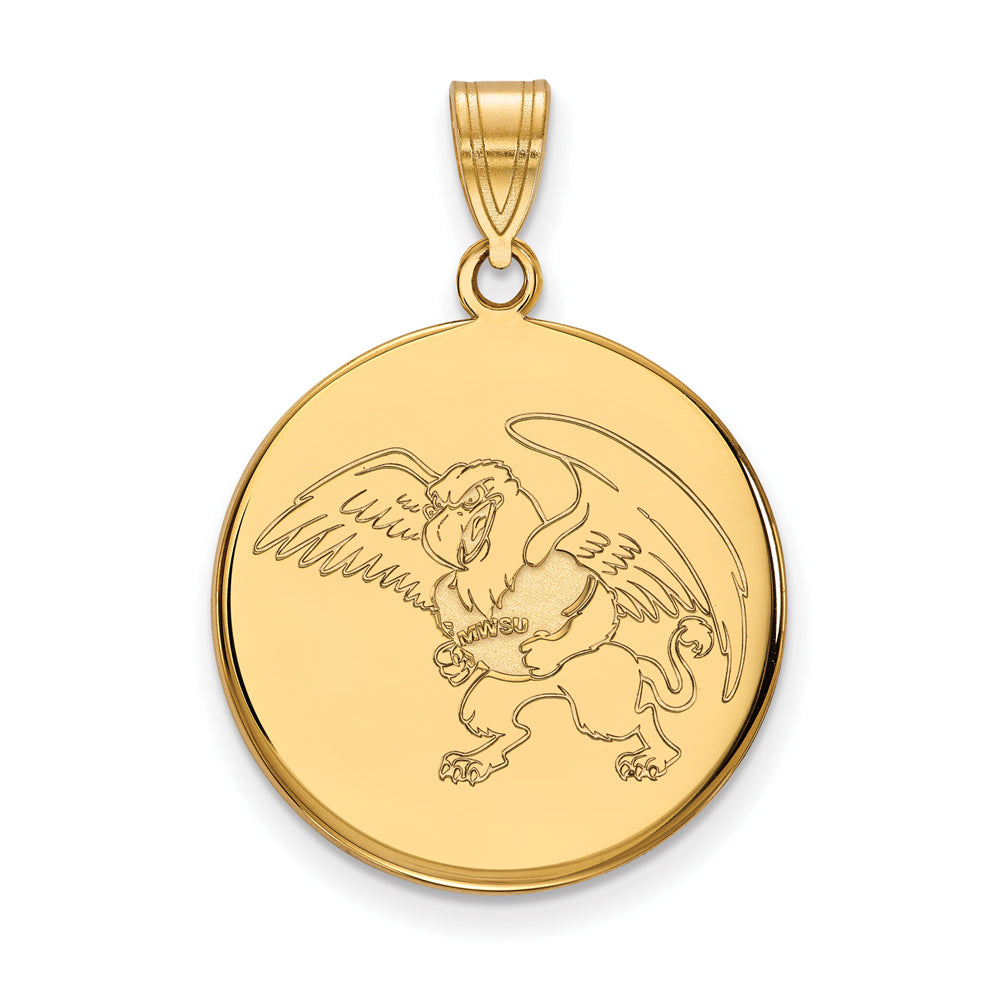 14k Gold Plated Silver Missouri Western State Large Disc Pendant, Item P17376 by The Black Bow Jewelry Co.