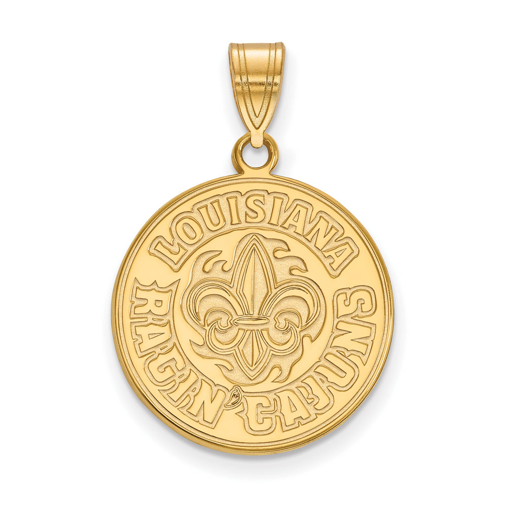 14k Gold Plated Silver U. of Louisiana at Lafayette Large Pendant, Item P17426 by The Black Bow Jewelry Co.