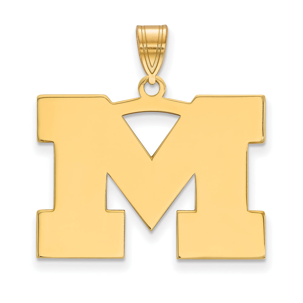14k Gold Plated Silver U. of Michigan Large Initial M Pendant, Item P17471 by The Black Bow Jewelry Co.