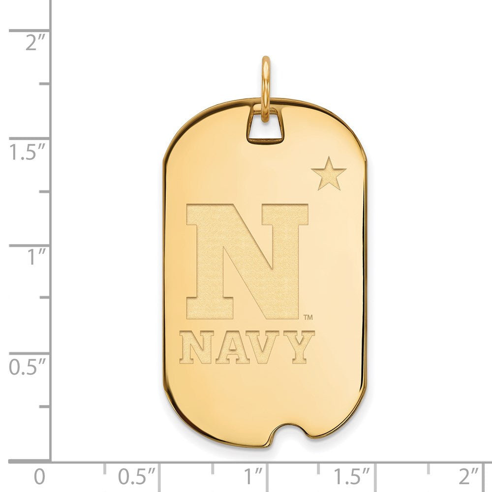Alternate view of the 14k Gold Plated Silver U.S. U.S. Naval Academy Large Dog Tag Pendant by The Black Bow Jewelry Co.