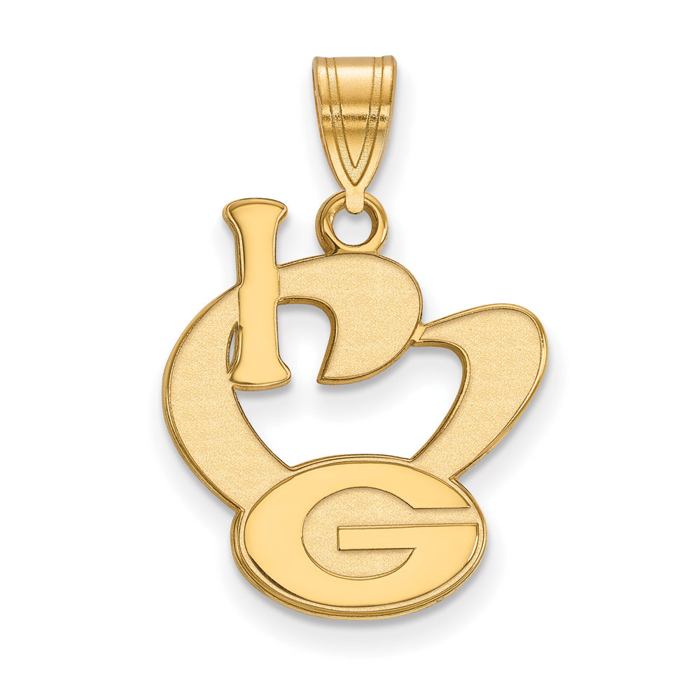 14k Gold Plated Silver U. of Georgia Large I Love &#39;G&#39; Pendant, Item P17557 by The Black Bow Jewelry Co.