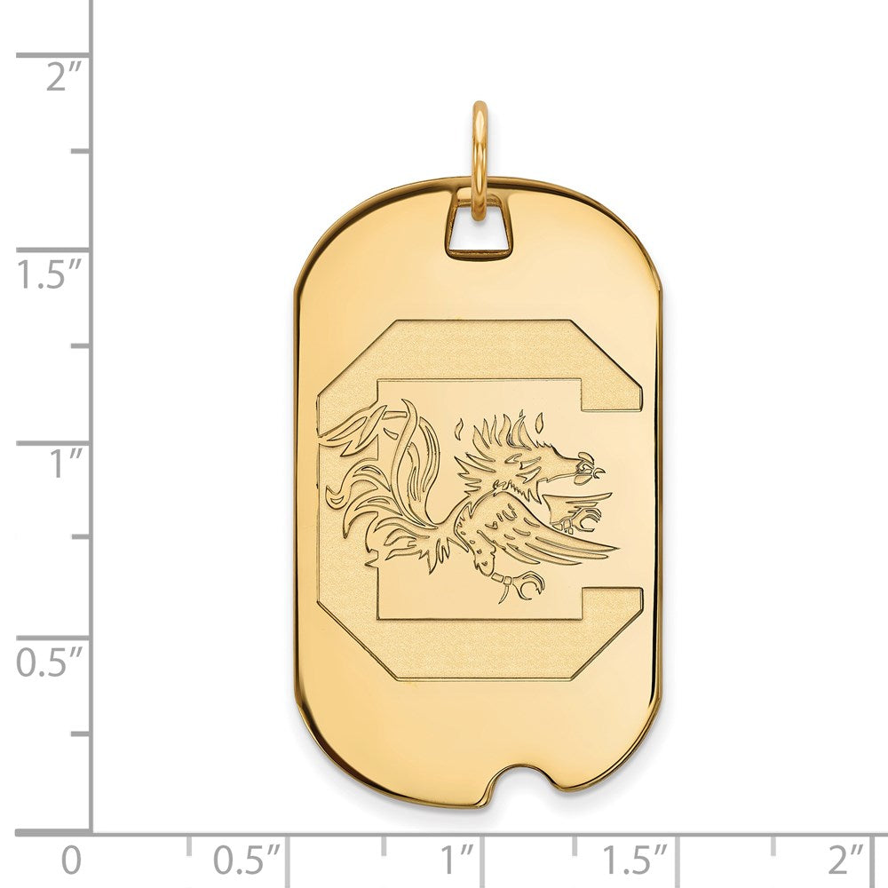 Alternate view of the 14k Gold Plated Silver South Carolina Large Dog Tag Pendant by The Black Bow Jewelry Co.