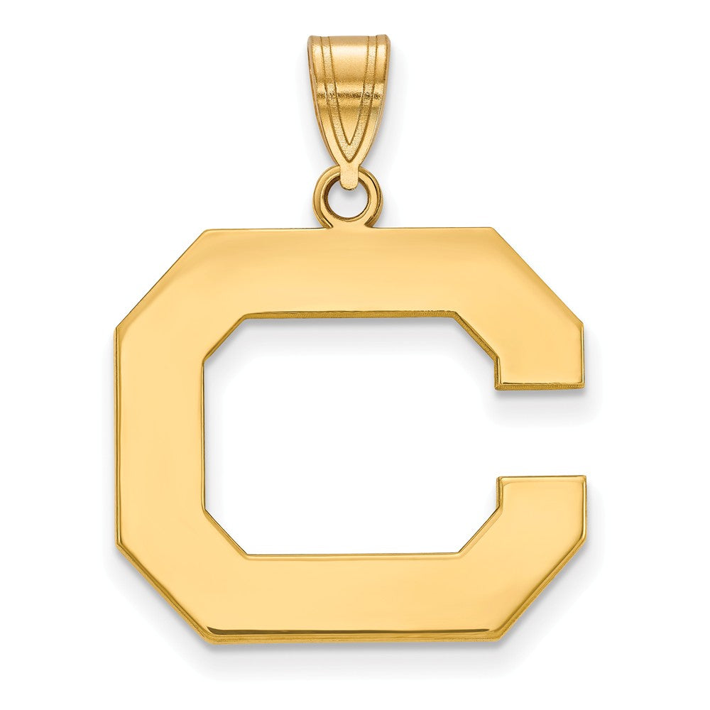 14k Gold Plated Silver California Berkeley Large Initial C Pendant, Item P17670 by The Black Bow Jewelry Co.