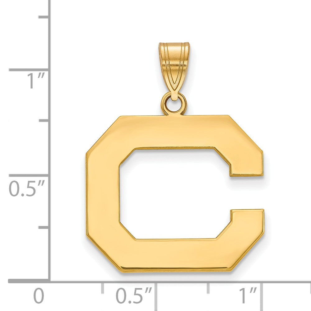 Alternate view of the 14k Gold Plated Silver California Berkeley Large Initial C Pendant by The Black Bow Jewelry Co.
