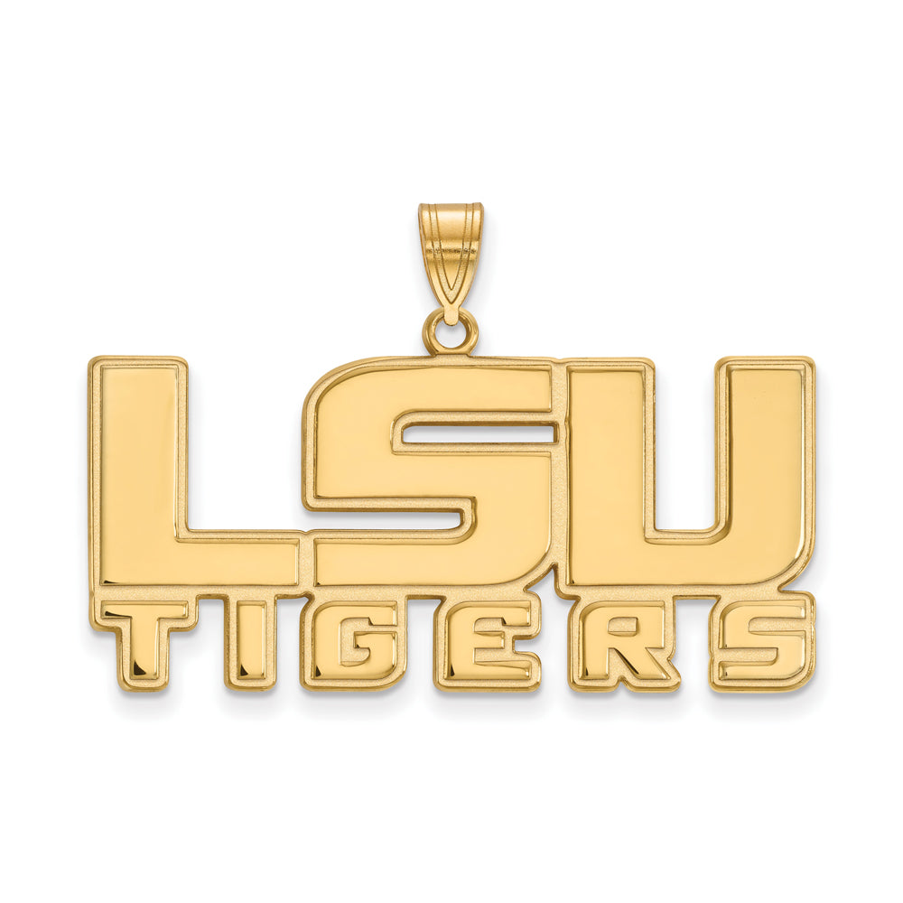 14k Gold Plated Silver Louisiana State Large &#39;LSU TIGERS&#39; Pendant, Item P17700 by The Black Bow Jewelry Co.