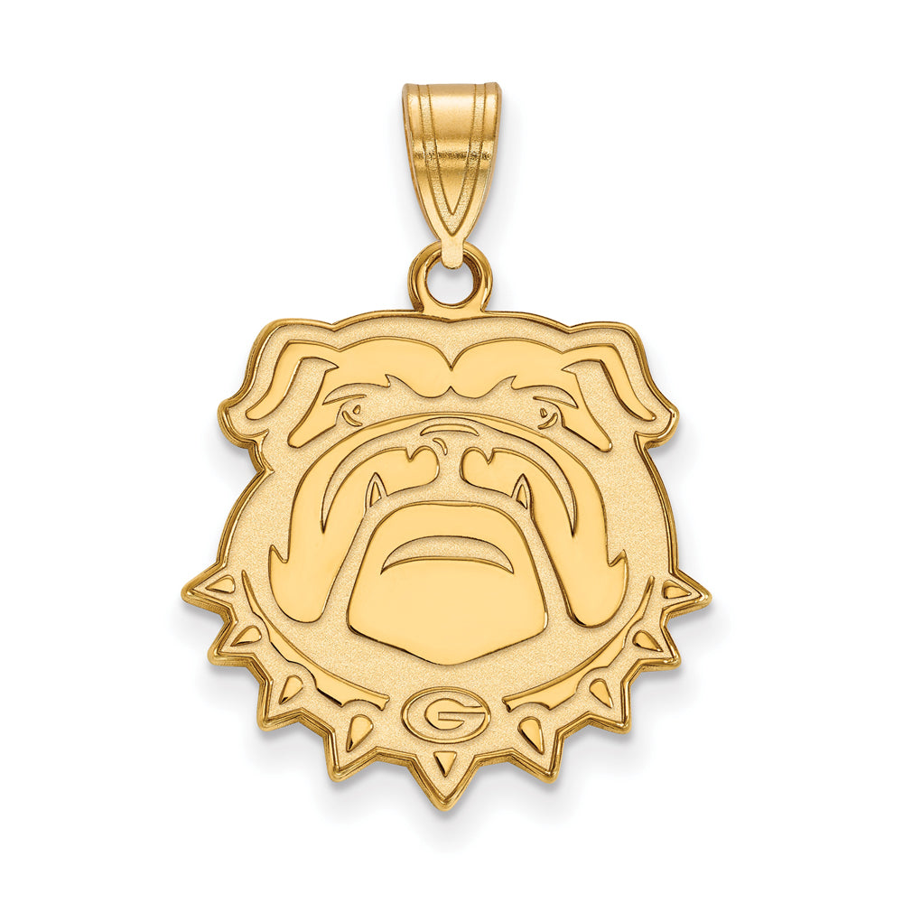 14k Gold Plated Silver U. of Georgia Large Bulldog Pendant, Item P17764 by The Black Bow Jewelry Co.