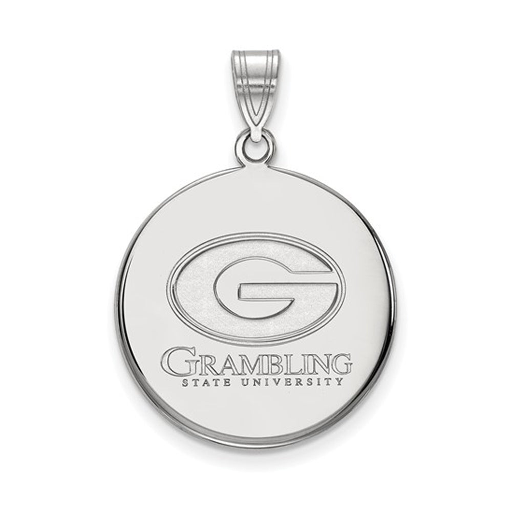 Sterling Silver Grambling State Large Disc Pendant, Item P17791 by The Black Bow Jewelry Co.