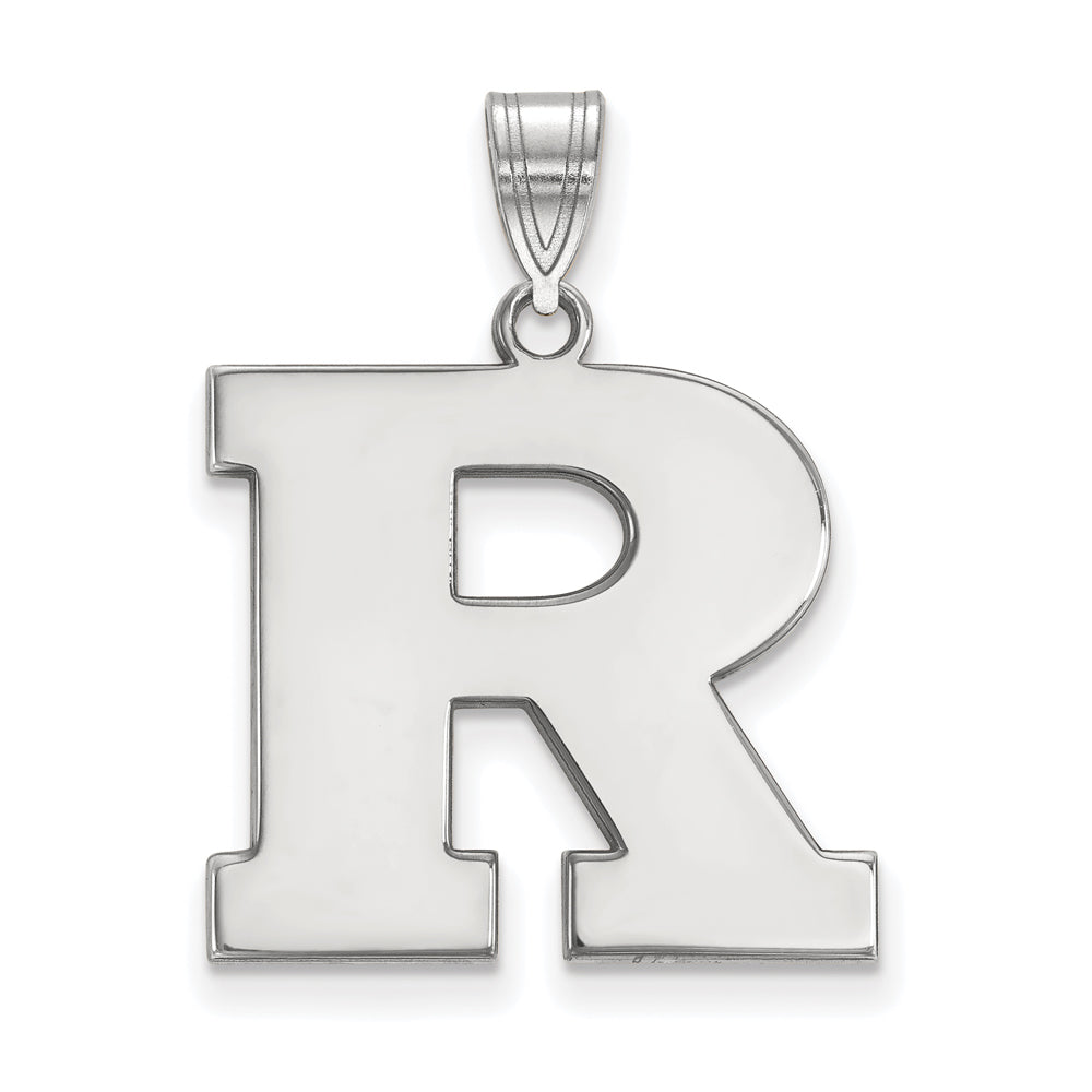 Sterling Silver Rutgers Large Initial R Pendant, Item P17898 by The Black Bow Jewelry Co.