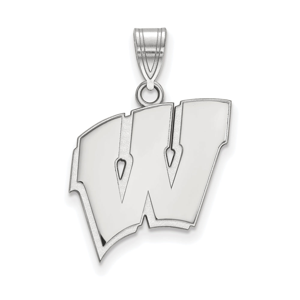Sterling Silver U. of Wisconsin Large Initial W Pendant, Item P17994 by The Black Bow Jewelry Co.