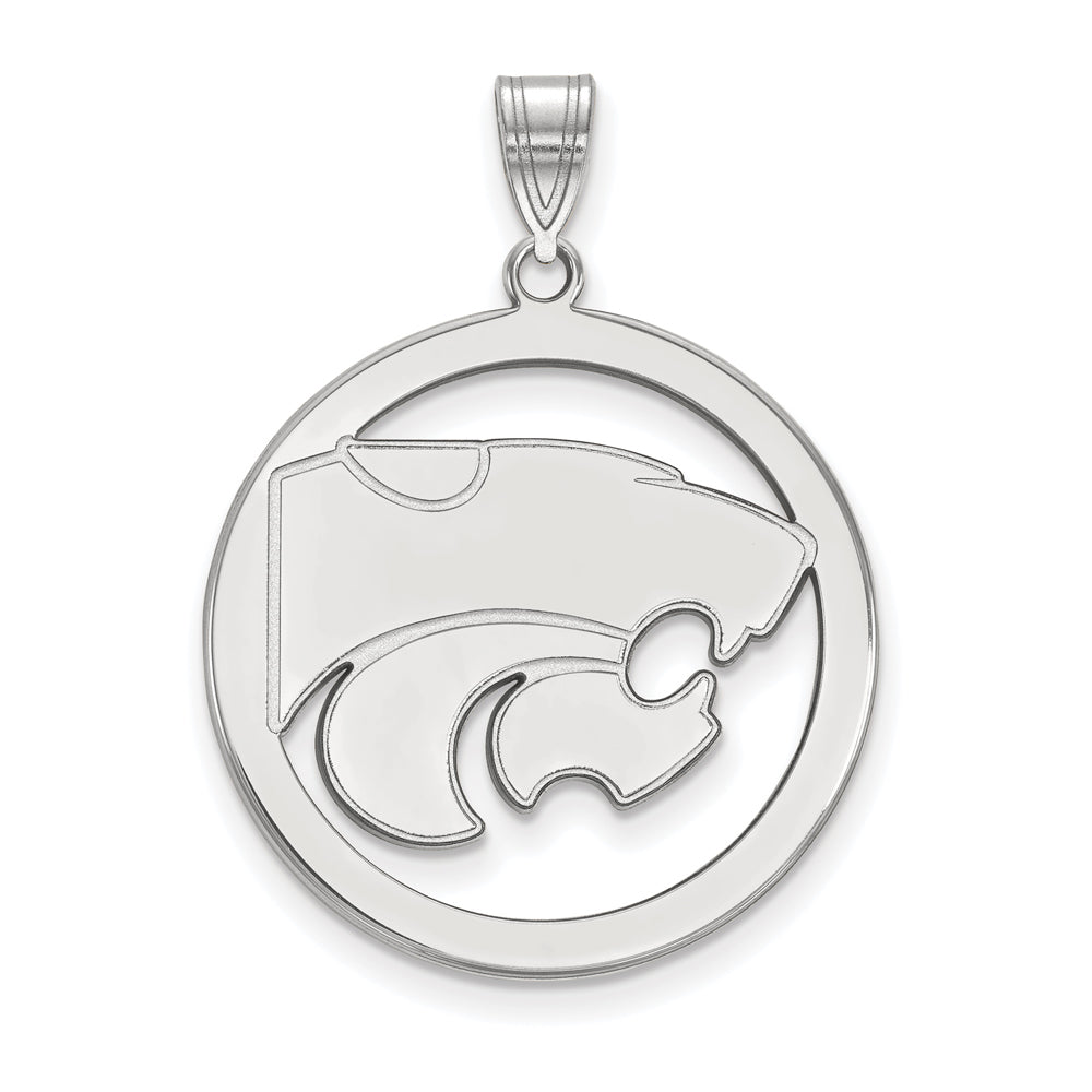 Sterling Silver Kansas State XL Circle Pendant, Item P18292 by The Black Bow Jewelry Co.