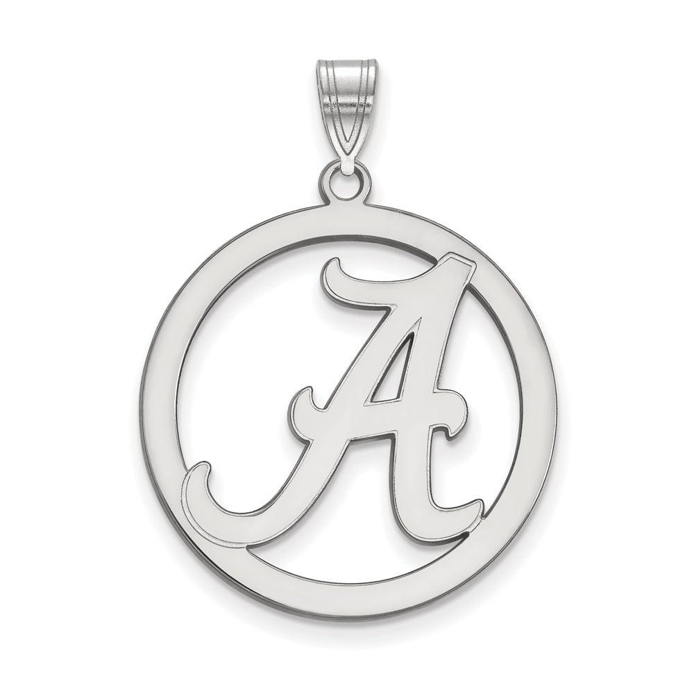 Sterling Silver U. of Alabama XL Initial A Circle Pendant, Item P18295 by The Black Bow Jewelry Co.