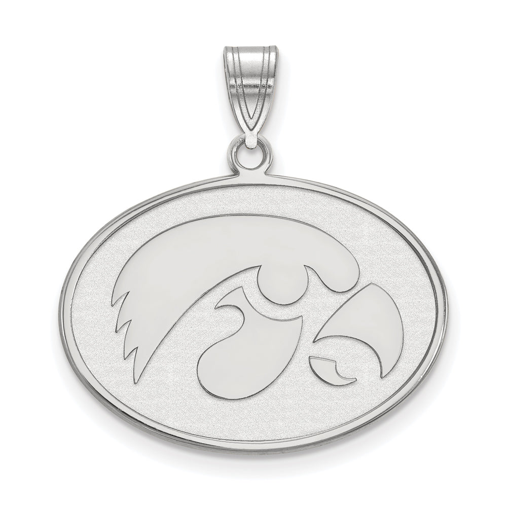 Sterling Silver U. of Iowa Large Oval Mascot Pendant, Item P18367 by The Black Bow Jewelry Co.