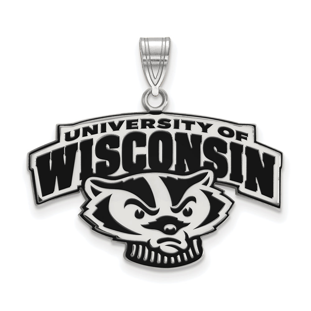 Sterling Silver U. of Wisconsin Large Mascot Logo Enamel Pendant, Item P18481 by The Black Bow Jewelry Co.