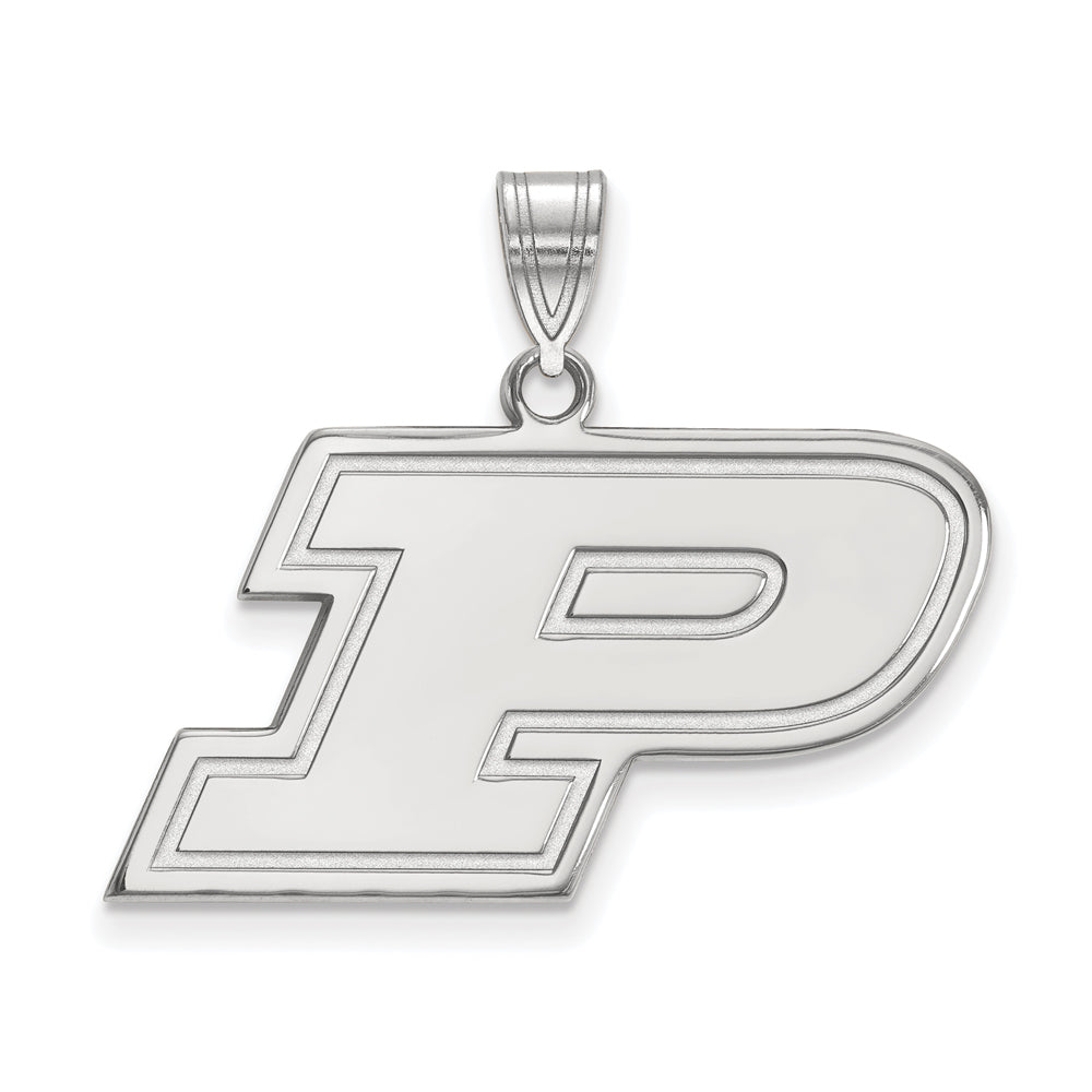 10k White Gold Purdue Medium Initial P Pendant, Item P18618 by The Black Bow Jewelry Co.