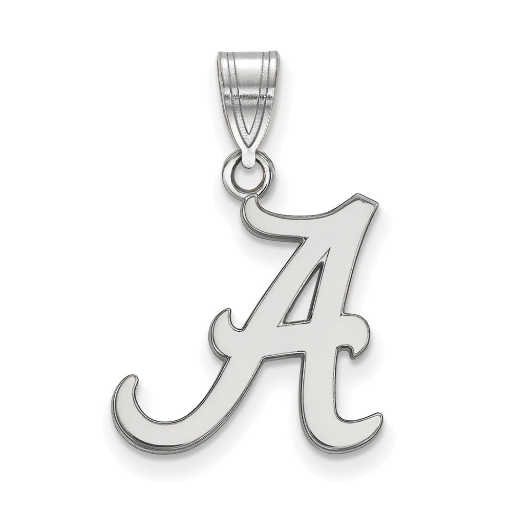 10k White Gold U. of Alabama Medium Initial A Pendant, Item P18621 by The Black Bow Jewelry Co.