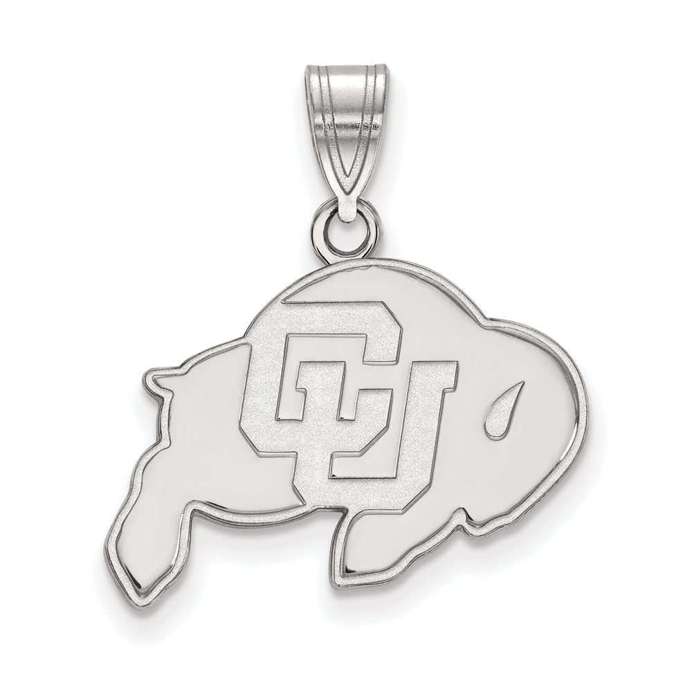 10k White Gold U of Colorado Medium &#39;CU&#39; Mascot Pendant, Item P18626 by The Black Bow Jewelry Co.