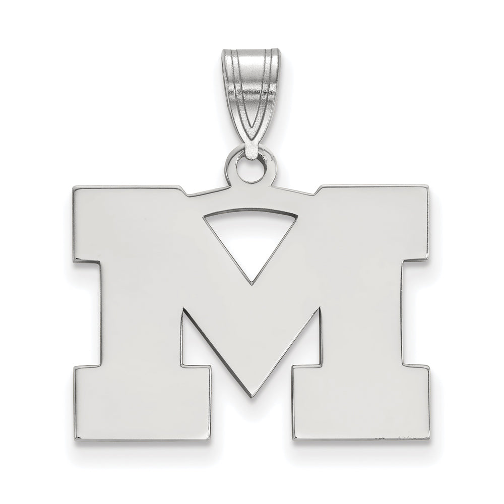 10k White Gold U. of Michigan Medium Initial M Pendant, Item P18634 by The Black Bow Jewelry Co.