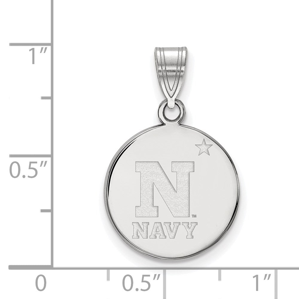 Alternate view of the 10k White Gold U.S. Naval Academy Medium Disc Pendant by The Black Bow Jewelry Co.