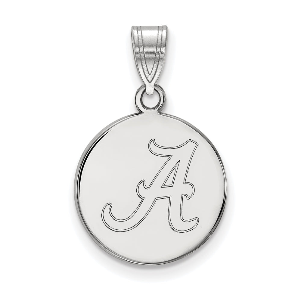 10k White Gold U. of Alabama Medium Initial A Disc Pendant, Item P18686 by The Black Bow Jewelry Co.