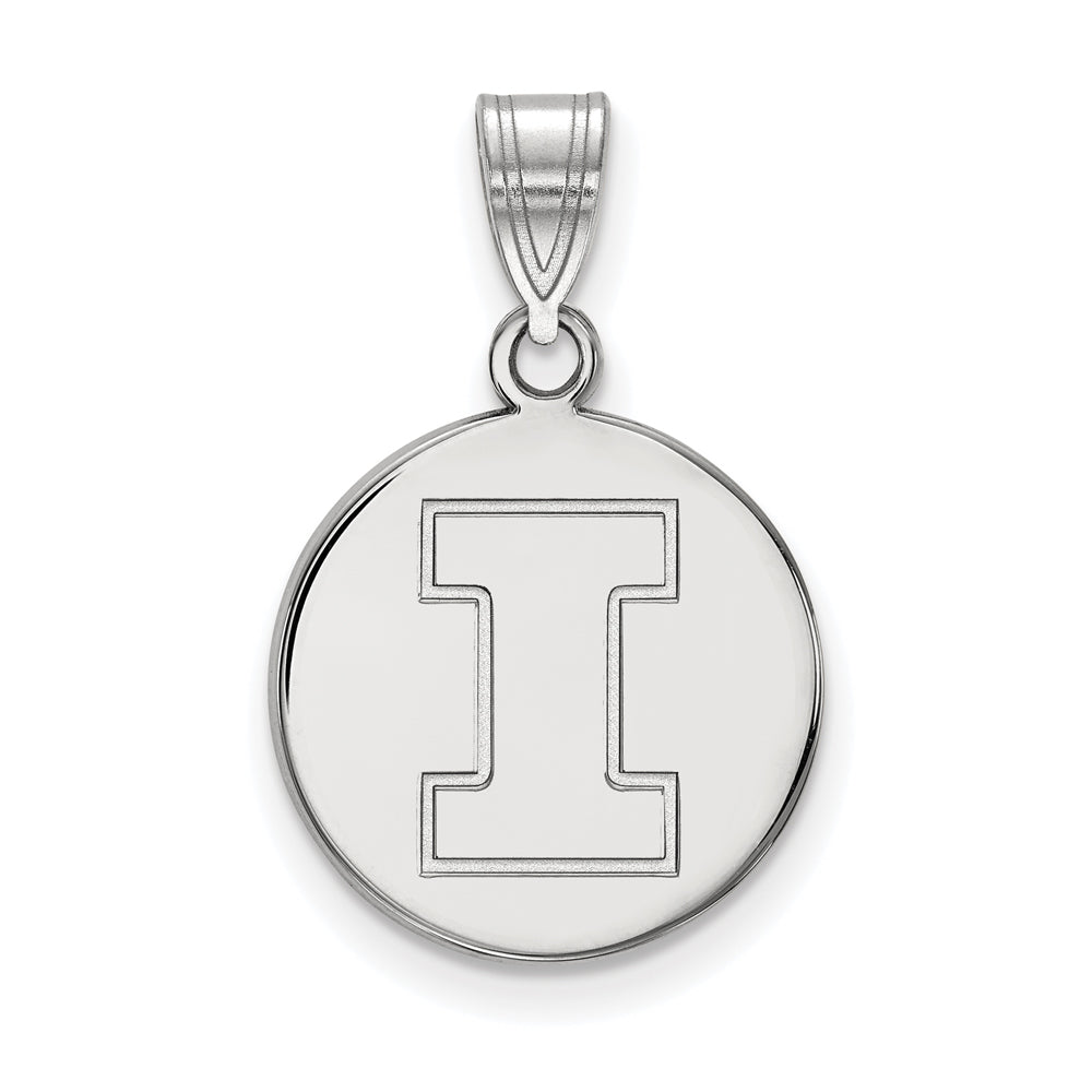 10k White Gold U. of Illinois Medium Initial I Disc Pendant, Item P18689 by The Black Bow Jewelry Co.