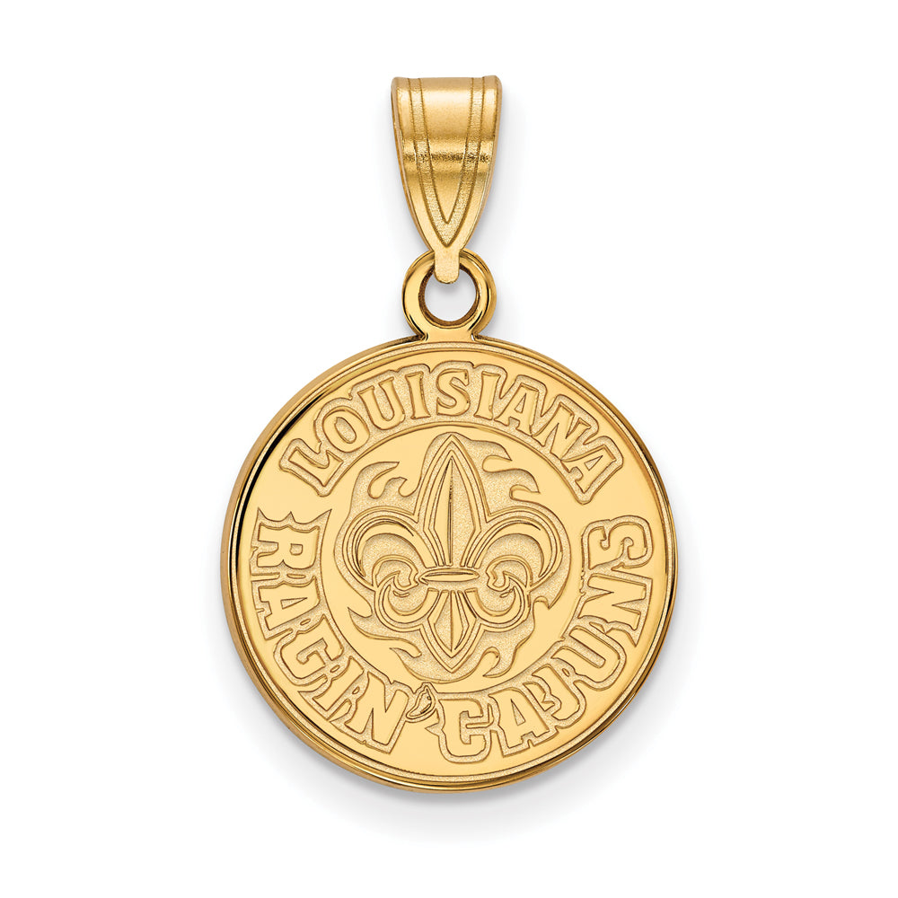 10k Yellow Gold U. of Louisiana at Lafayette Medium Pendant, Item P18744 by The Black Bow Jewelry Co.