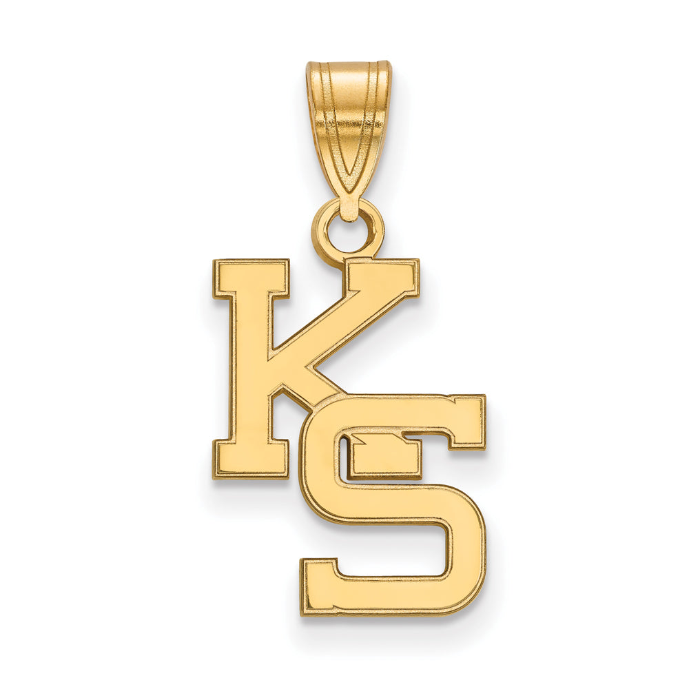 10k Yellow Gold Kansas State Medium &#39;KS&#39; Pendant, Item P18853 by The Black Bow Jewelry Co.