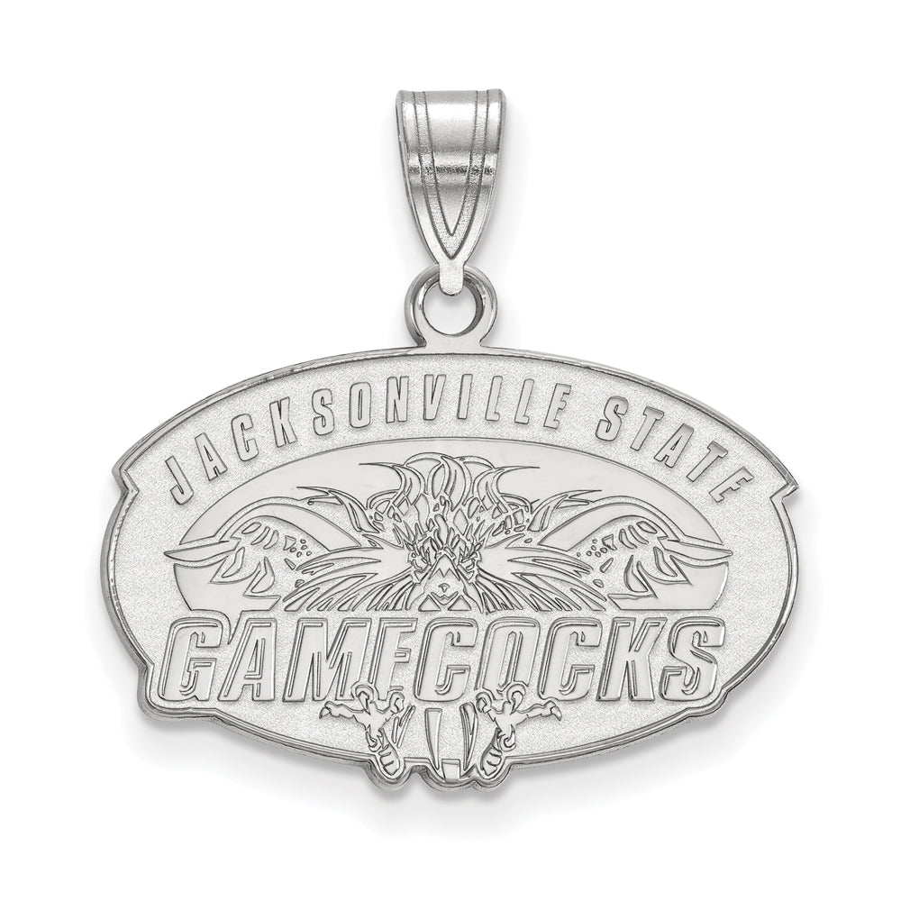 14k White Gold Jacksonville State Medium Pendant, Item P18914 by The Black Bow Jewelry Co.