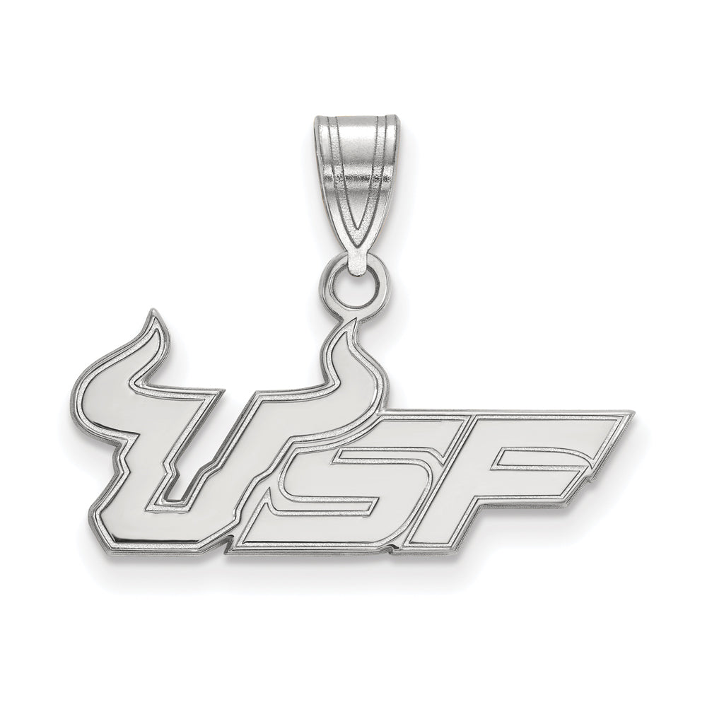 14k White Gold South Florida Medium &#39;USF&#39; Pendant, Item P18953 by The Black Bow Jewelry Co.