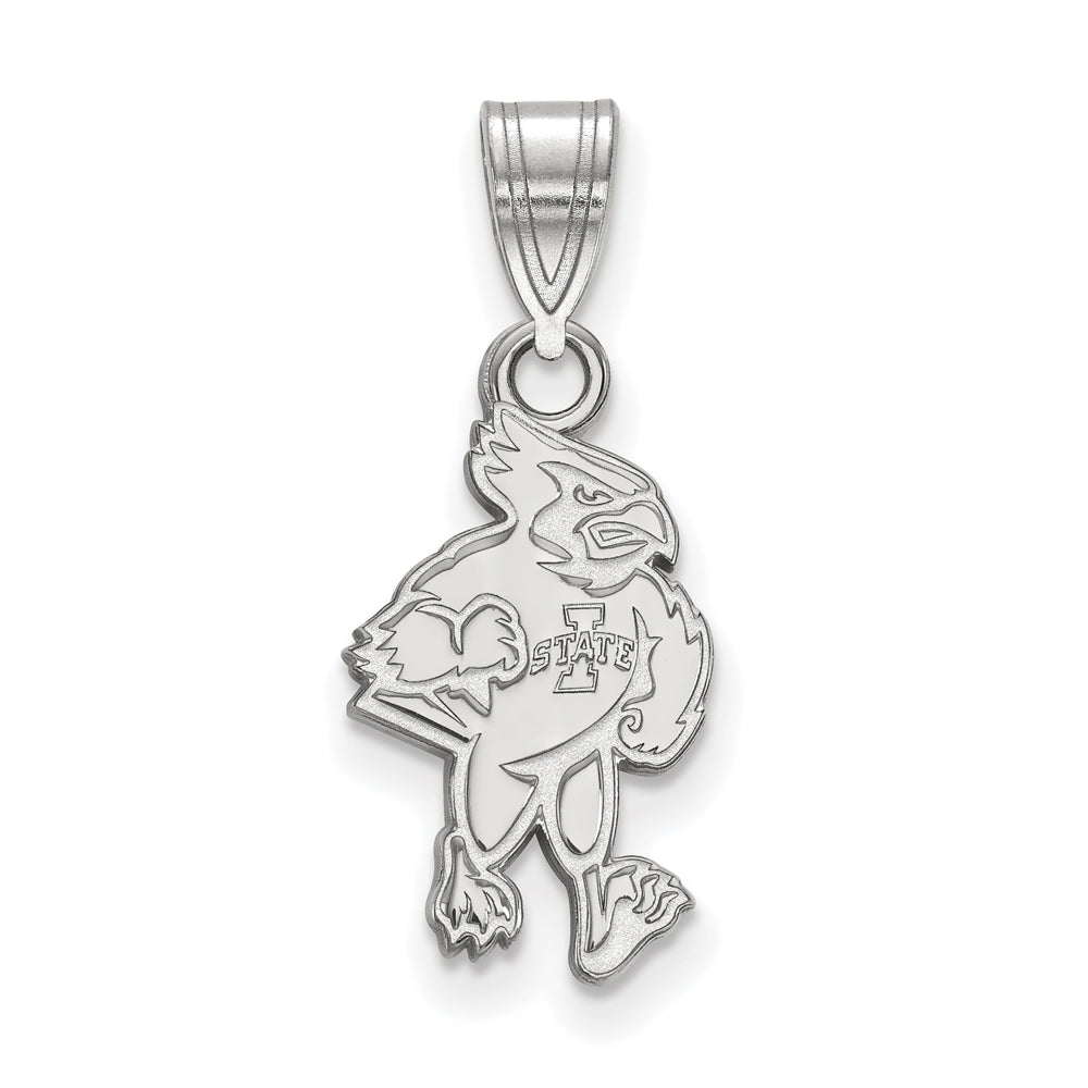 14k White Gold Iowa State Medium Mascot Pendant, Item P18954 by The Black Bow Jewelry Co.