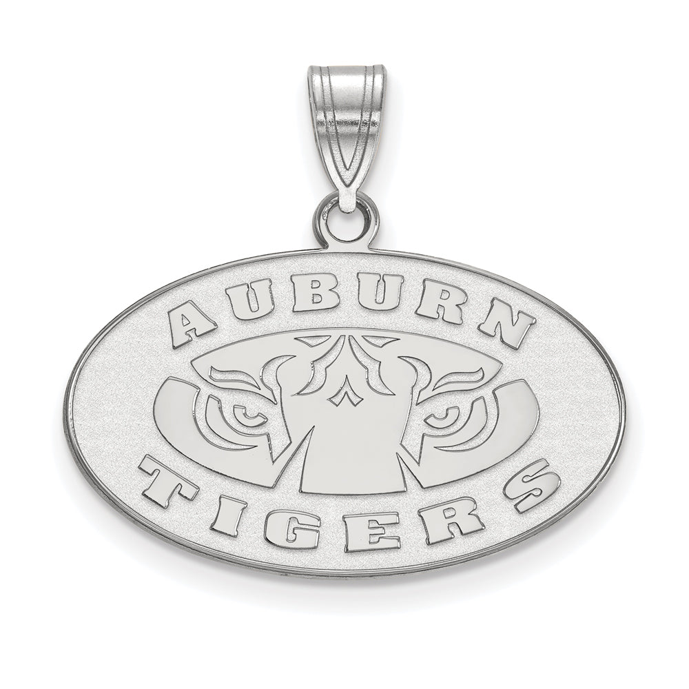 14k White Gold Auburn U Medium Logo Pendant, Item P19003 by The Black Bow Jewelry Co.