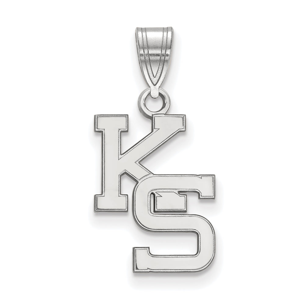 14k White Gold Kansas State Medium &#39;KS&#39; Pendant, Item P19005 by The Black Bow Jewelry Co.