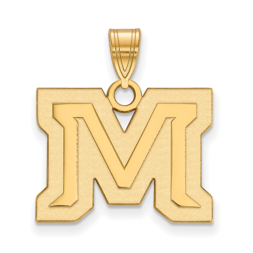14k Yellow Gold Montana State Medium &#39;M&#39; Pendant, Item P19107 by The Black Bow Jewelry Co.