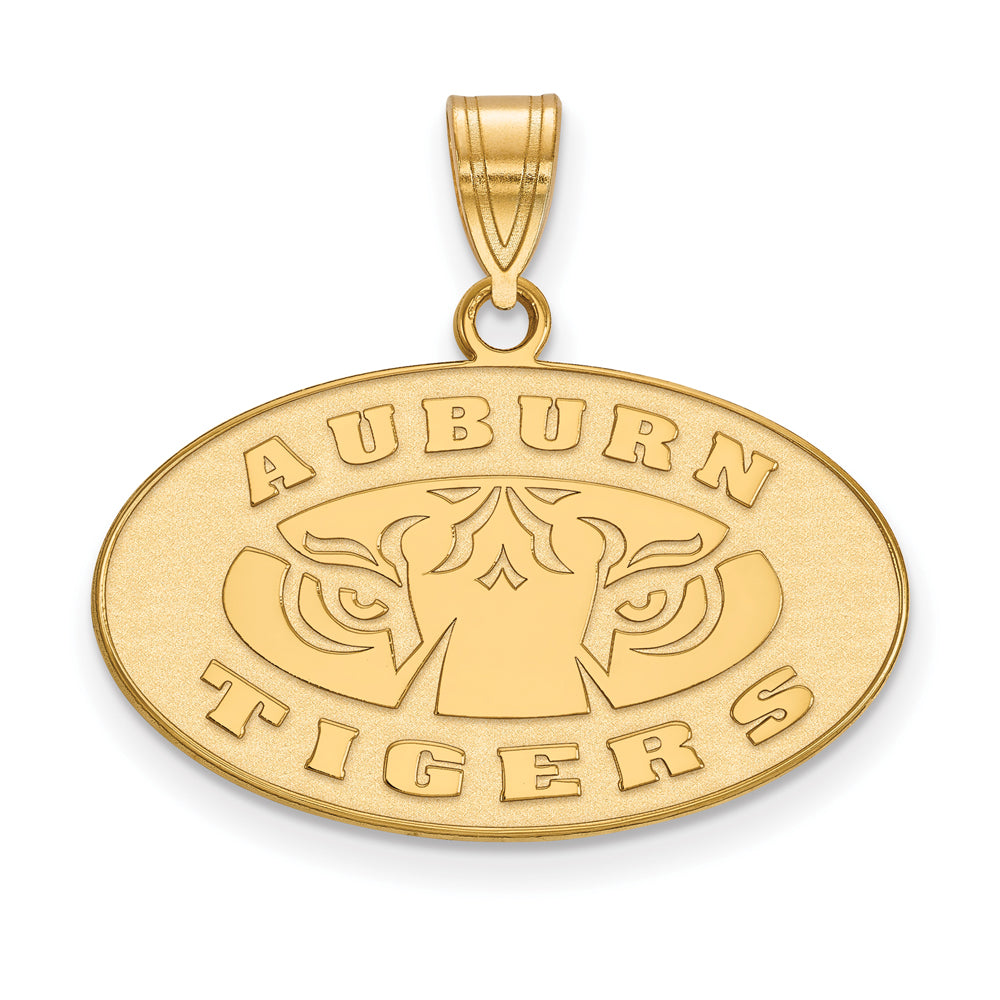 14k Yellow Gold Auburn U Medium Oval Logo Pendant, Item P19155 by The Black Bow Jewelry Co.