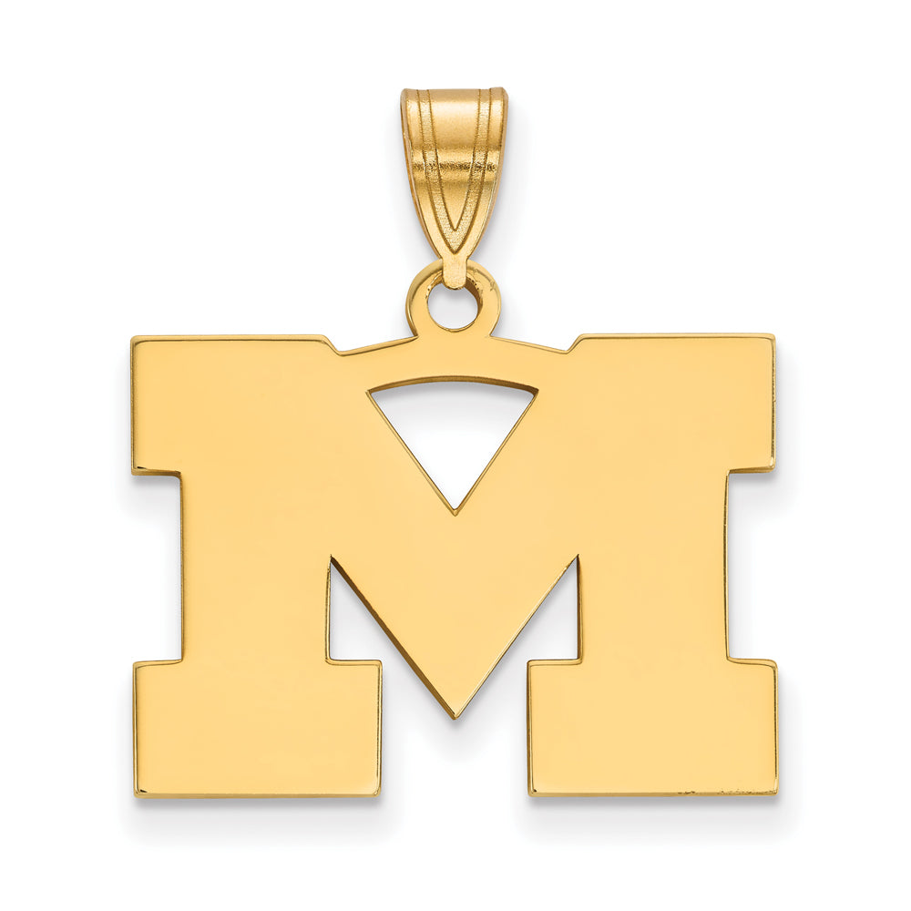 14k Gold Plated Silver U. of Michigan Medium Initial M Pendant, Item P19243 by The Black Bow Jewelry Co.