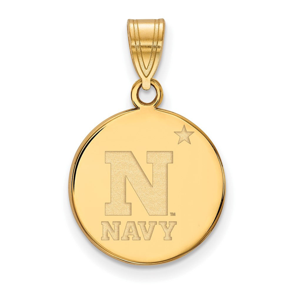 14k Gold Plated Silver U.S. Naval Academy Medium Disc Pendant, Item P19276 by The Black Bow Jewelry Co.
