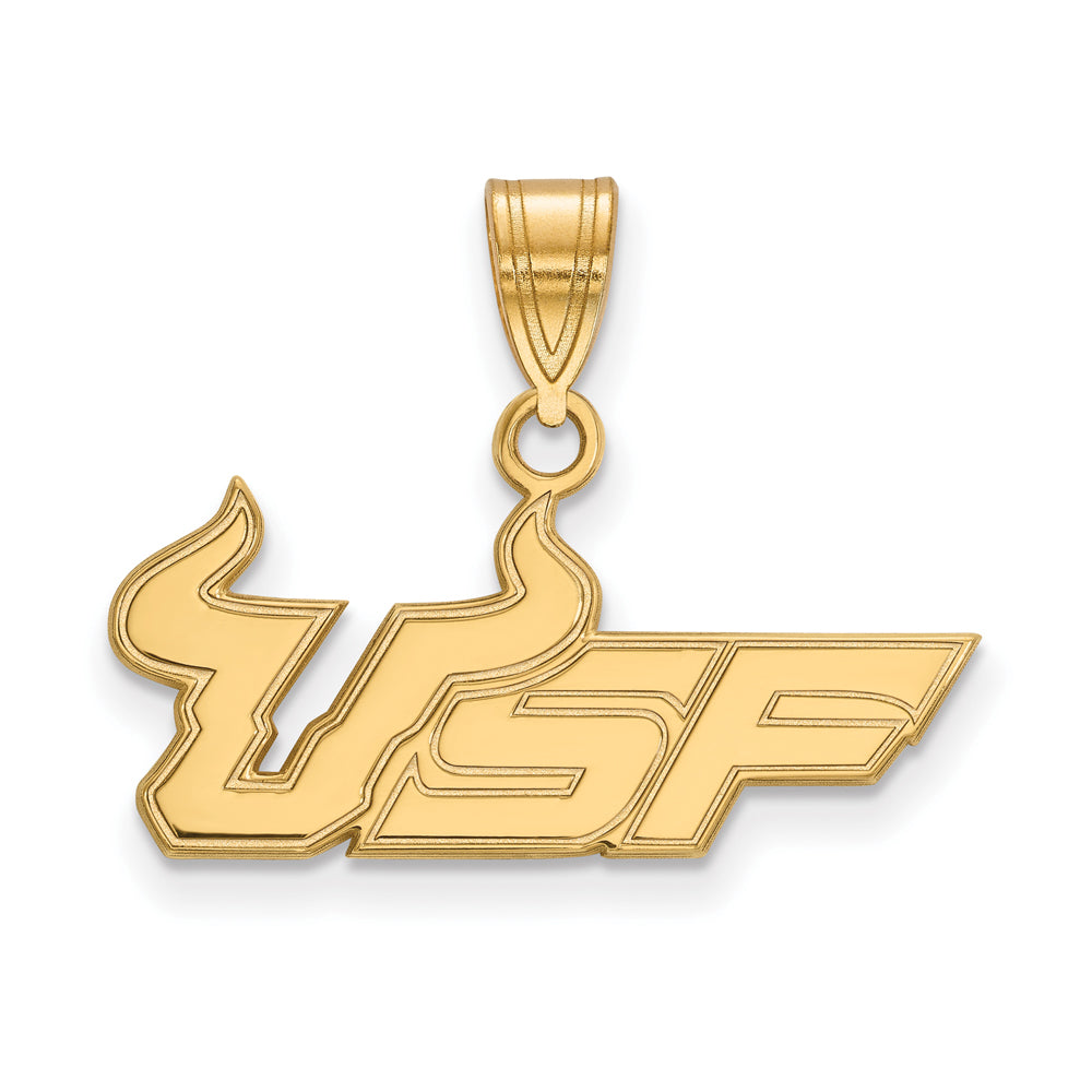 14k Gold Plated Silver South Florida Medium &#39;USF&#39; Pendant, Item P19283 by The Black Bow Jewelry Co.