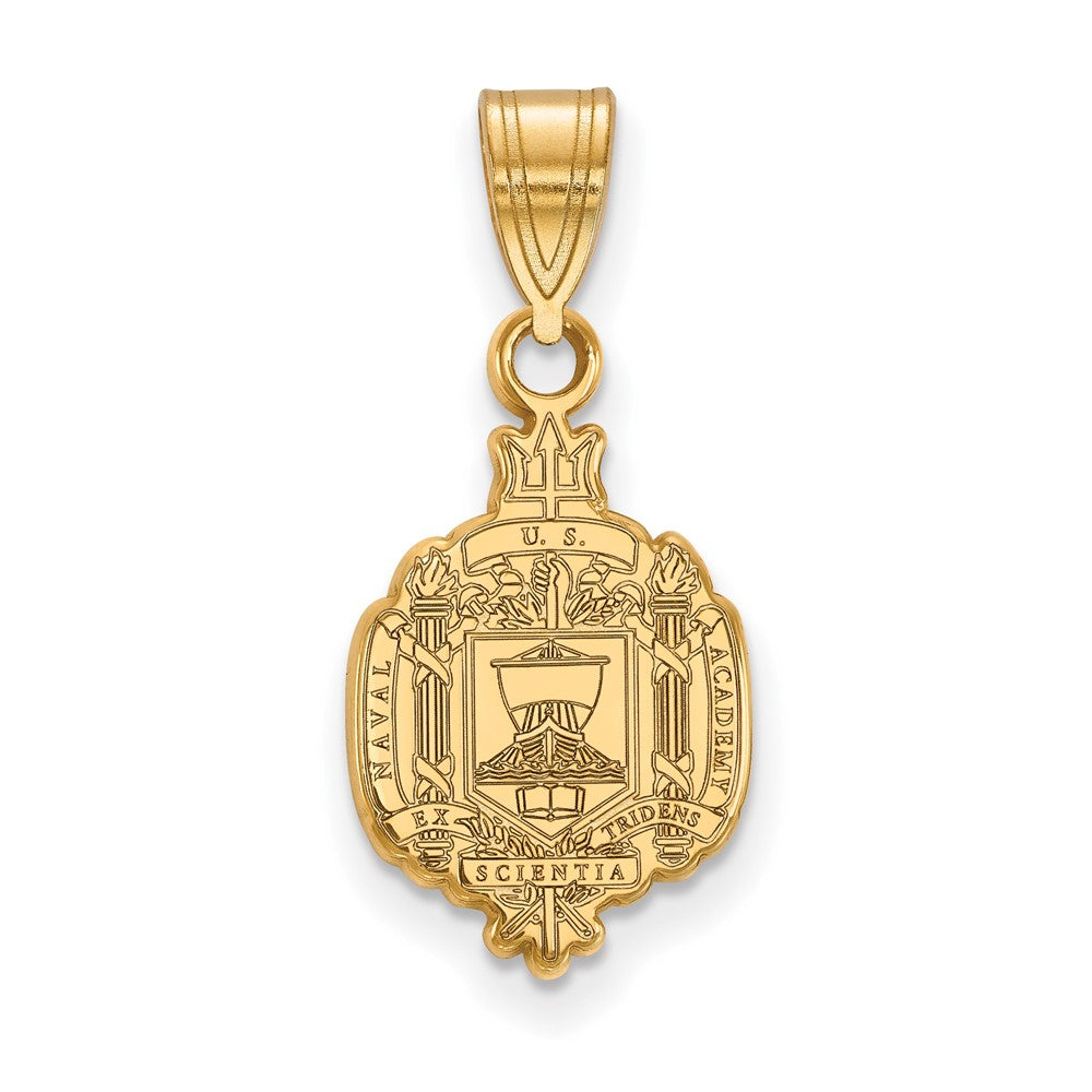 14k Gold Plated Silver U.S. Naval Academy Medium Crest Pendant, Item P19315 by The Black Bow Jewelry Co.
