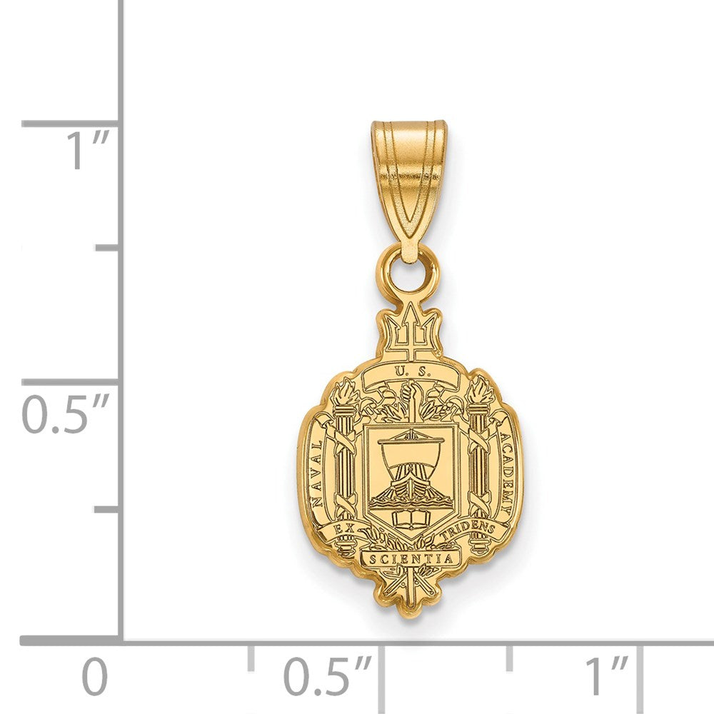 Alternate view of the 14k Gold Plated Silver U.S. Naval Academy Medium Crest Pendant by The Black Bow Jewelry Co.