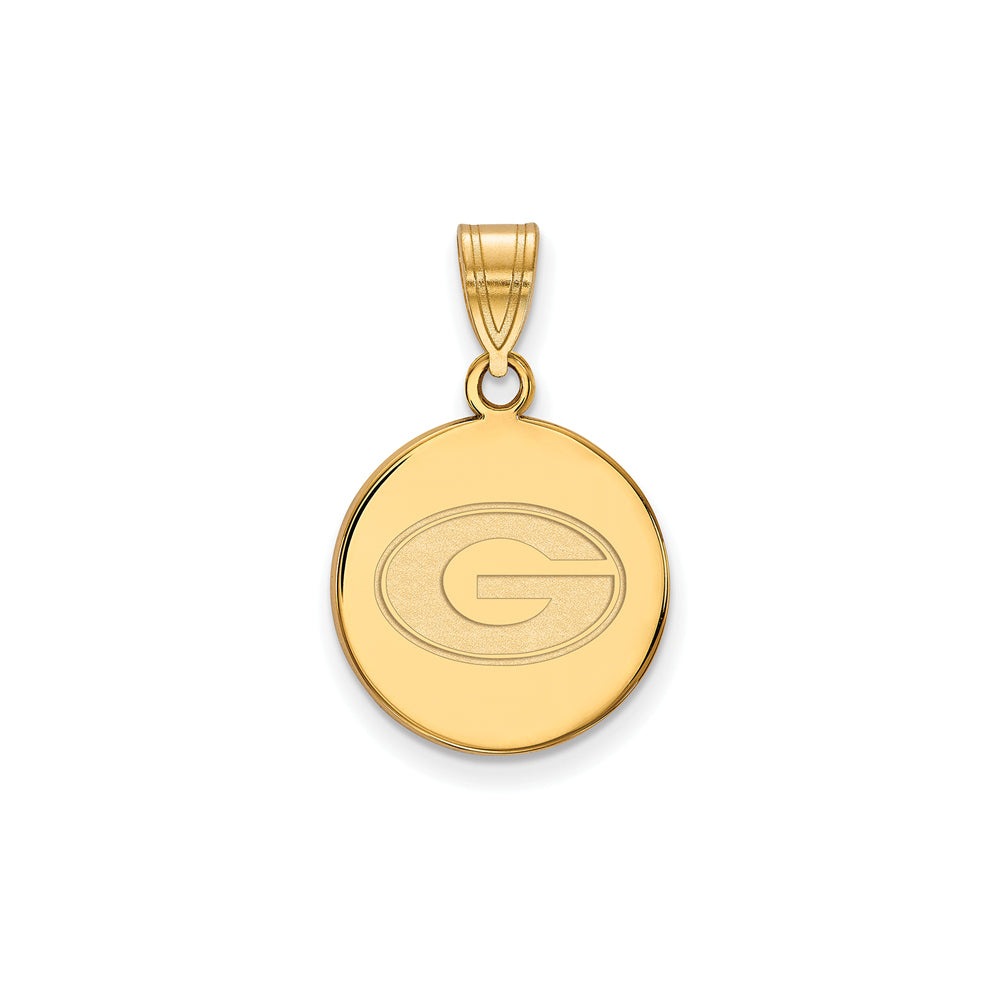 14k Gold Plated Silver U. of Georgia Medium &#39;G&#39; Disc Pendant, Item P19333 by The Black Bow Jewelry Co.