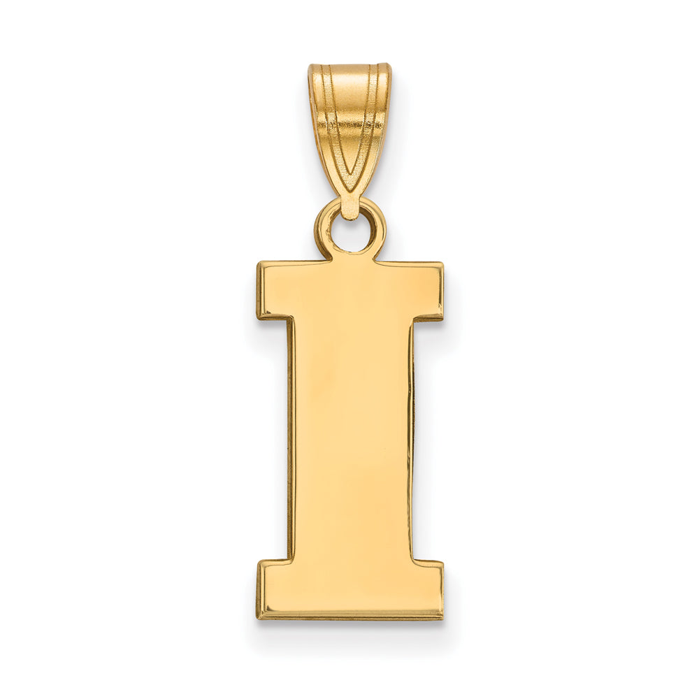 14k Gold Plated Silver U. of Iowa Medium Initial I Pendant, Item P19375 by The Black Bow Jewelry Co.