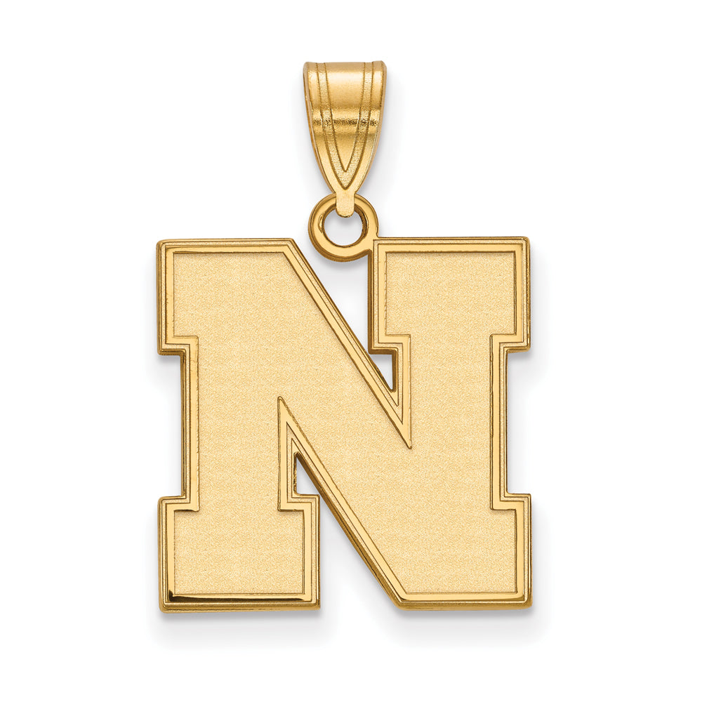 14k Gold Plated Silver U. of Nebraska Medium Initial N Pendant, Item P19382 by The Black Bow Jewelry Co.