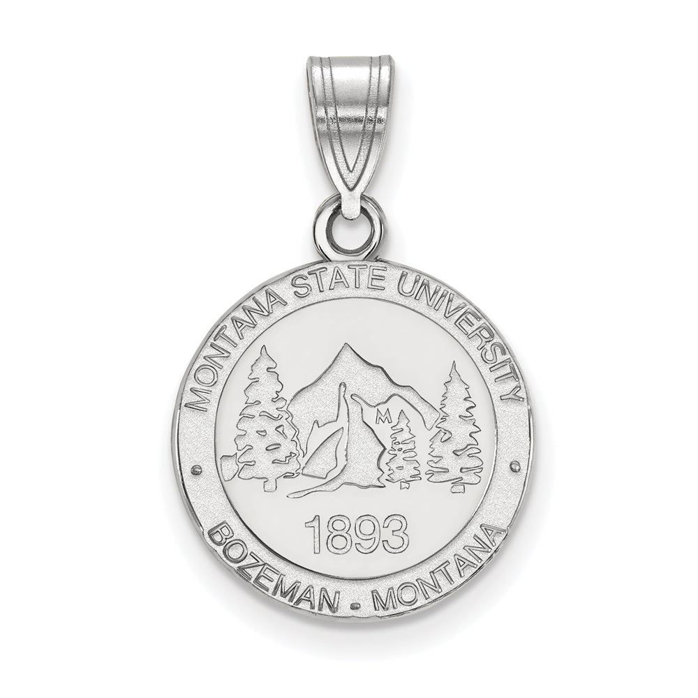 Sterling Silver Montana State Medium Crest Pendant, Item P19499 by The Black Bow Jewelry Co.