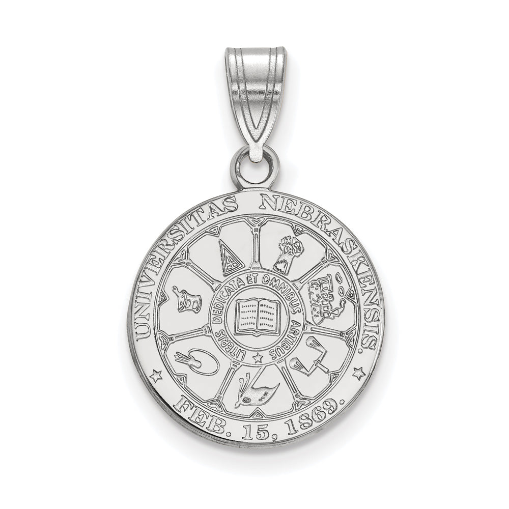 Sterling Silver U. of Nebraska Medium Crest Pendant, Item P19545 by The Black Bow Jewelry Co.