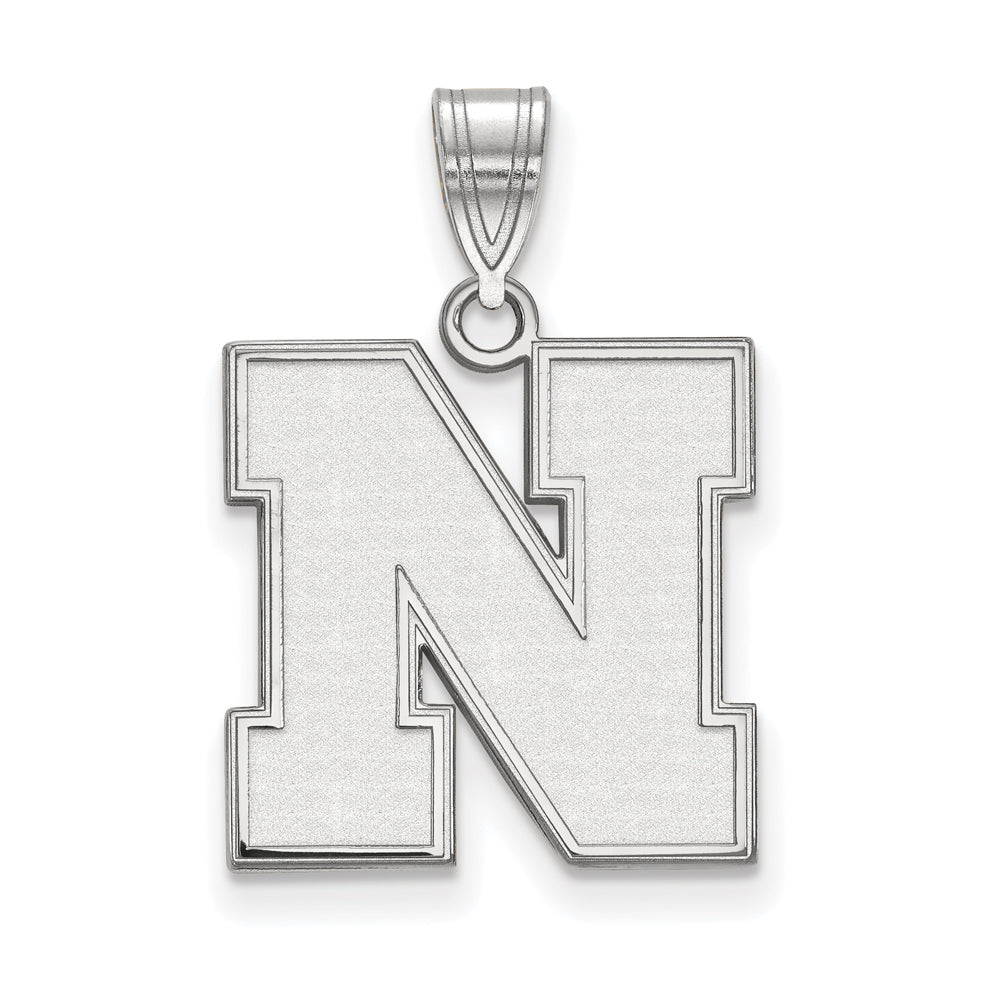 Sterling Silver U. of Nebraska Medium Initial N Pendant, Item P19582 by The Black Bow Jewelry Co.