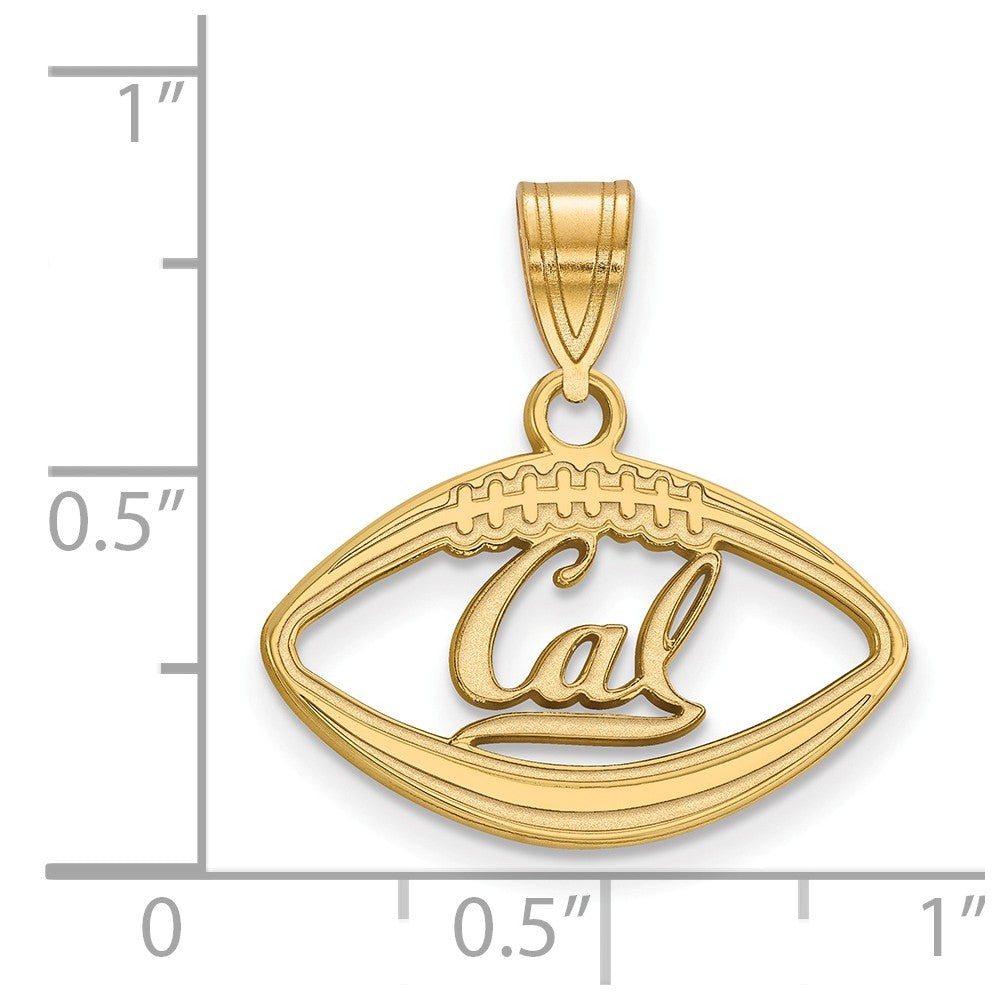 Alternate view of the 14k Gold Plated Silver California Berkeley Football Pendant by The Black Bow Jewelry Co.
