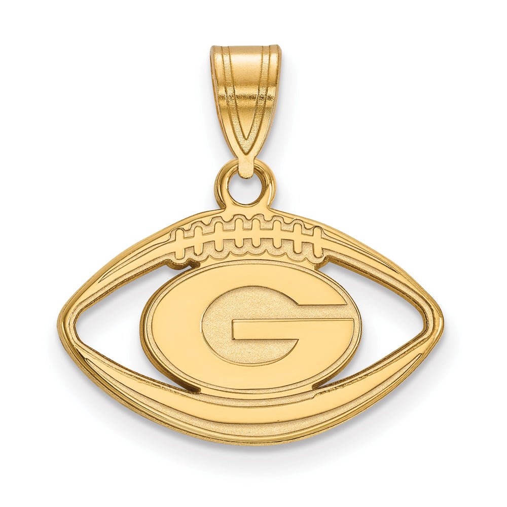 14k Gold Plated Silver U. of Georgia Football Pendant, Item P19619 by The Black Bow Jewelry Co.