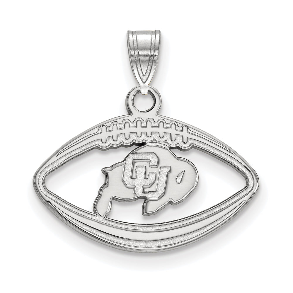 Sterling Silver U. of Colorado Football Pendant, Item P19641 by The Black Bow Jewelry Co.