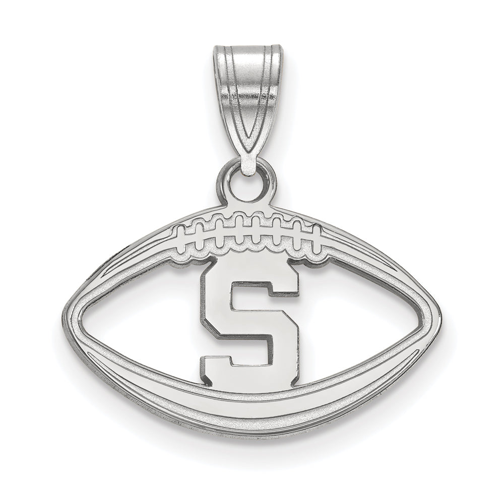 Sterling Silver Michigan State Football Pendant, Item P19648 by The Black Bow Jewelry Co.