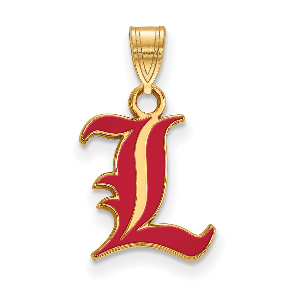 14k White Gold Louisville Cardinals School Letter Logo Charm Pendant  Necklace