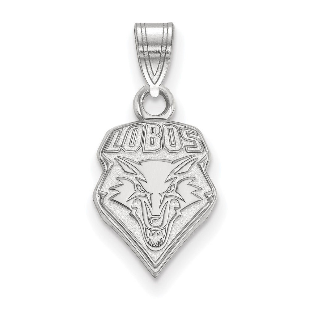 10k White Gold U. of New Mexico Small Logo Pendant, Item P19815 by The Black Bow Jewelry Co.